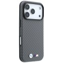 Etui BMW M Carbon Metal Logo MagSafe do iPhone 18 Pro / 17 Pro szary