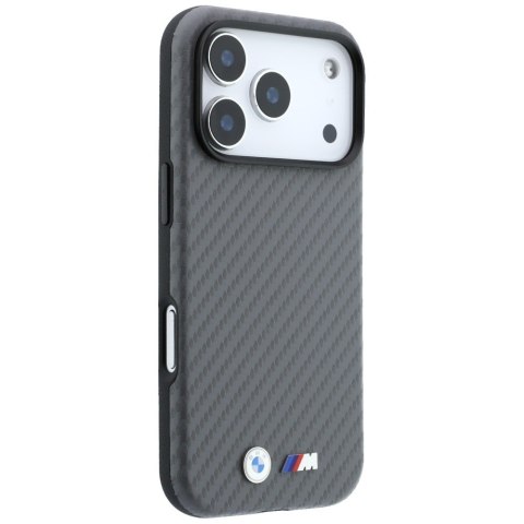 Etui BMW M Carbon Metal Logo MagSafe do iPhone 18 Pro / 17 Pro szary