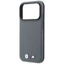 Etui BMW M Carbon Metal Logo MagSafe do iPhone 18 Pro / 17 Pro szary