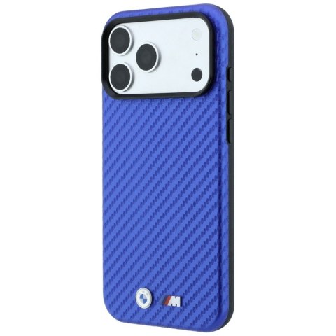 Etui BMW M Carbon Metal Logo MagSafe do iPhone 18 Pro Max / 17 Pro Max niebieski