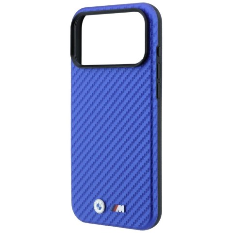 Etui BMW M Carbon Metal Logo MagSafe do iPhone 18 Pro Max / 17 Pro Max niebieski