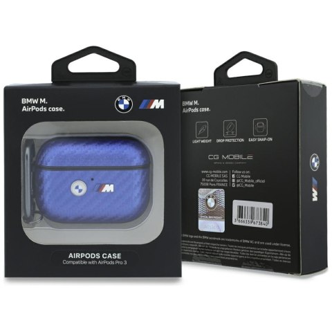 Etui BMW M Carbon Metal Logo do AirPods Pro 3 jasnoniebieski