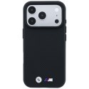 Etui BMW M Quadrille Kevlar Metal Logo MagSafe do iPhone 18 Pro / 17 Pro czarny