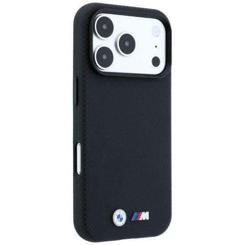 Etui BMW M Quadrille Kevlar Metal Logo MagSafe do iPhone 18 Pro Max / 17 Pro Max czarny