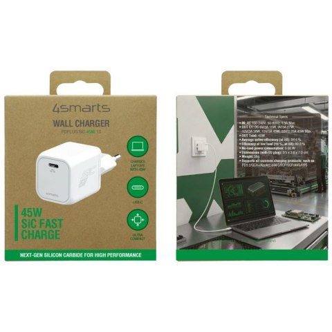 Ładowarka sieciowa 4smarts PDPlug SiC 45W USB-C biały