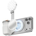 Magnetyczny uchwyt na telefon 4smarts z gripem fotograficznym lampą doświetlającą i bezprzewodowym sterowaniem biały