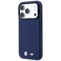 Etui BMW M Carbon Metal Logo MagSafe do iPhone 18 Pro / 17 Pro granatowy