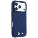 Etui BMW M Carbon Metal Logo MagSafe do iPhone 18 Pro / 17 Pro granatowy