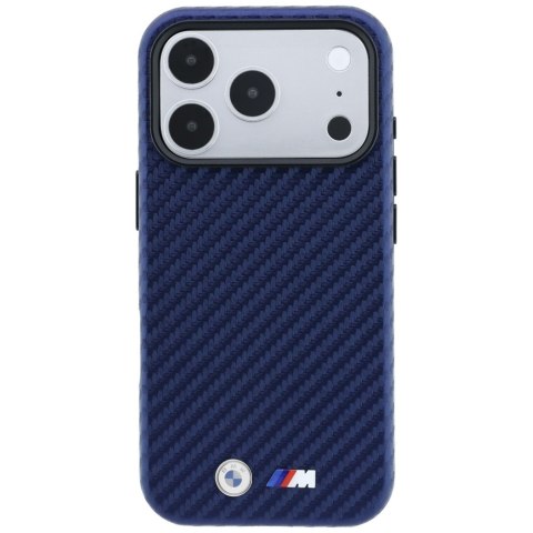 Etui BMW M Carbon Metal Logo MagSafe do iPhone 18 Pro Max / 17 Pro Max granatowy