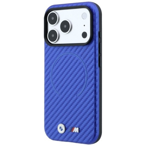 Etui BMW M Carbon Printed Ring MagSafe do iPhone 18 Pro / 17 Pro niebieski