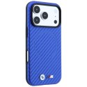 Etui BMW M Carbon Printed Ring MagSafe do iPhone 18 Pro / 17 Pro niebieski