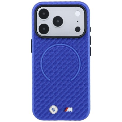Etui BMW M Carbon Printed Ring MagSafe do iPhone 18 Pro Max / 17 Pro Max niebieski