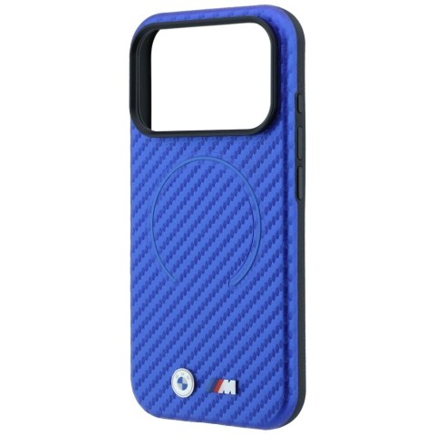 Etui BMW M Carbon Printed Ring MagSafe do iPhone 18 Pro Max / 17 Pro Max niebieski