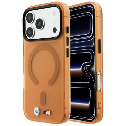 Etui BMW M IML Frosted Metal Logo & Trims MagSafe do iPhone 18 Pro / 17 Pro pomarańczowy