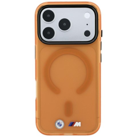 Etui BMW M IML Frosted Metal Logo & Trims MagSafe do iPhone 18 Pro / 17 Pro pomarańczowy