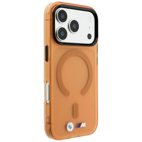 Etui BMW M IML Frosted Metal Logo & Trims MagSafe do iPhone 18 Pro / 17 Pro pomarańczowy