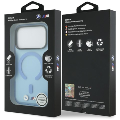 Etui BMW M IML Frosted Metal Logo & Trims MagSafe do iPhone 18 Pro Max / 17 Pro Max niebieski