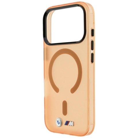 Etui BMW M IML Frosted Metal Logo & Trims MagSafe do iPhone 18 Pro Max / 17 Pro Max pomarańczowy