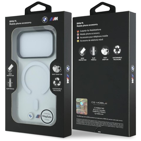 Etui BMW M IML Glossy Metal Logo & Trims MagSafe do iPhone 18 Pro / 17 Pro przezroczysty