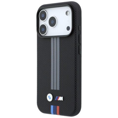 Etui BMW M Quadrille Kevlar Anthracite & Tricolor Print Lines MagSafe do iPhone 18 Pro / 17 Pro czarny