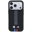 Etui BMW M Quadrille Kevlar Anthracite & Tricolor Print Lines MagSafe do iPhone 18 Pro / 17 Pro czarny