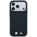Etui BMW M Quadrille Kevlar Metal Logo MagSafe do iPhone 18 Pro / 17 Pro granatowy