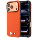 Etui BMW M Quadrille Kevlar Metal Logo MagSafe do iPhone 18 Pro / 17 Pro pomarańczowy