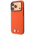 Etui BMW M Quadrille Kevlar Metal Logo MagSafe do iPhone 18 Pro / 17 Pro pomarańczowy