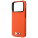 Etui BMW M Quadrille Kevlar Metal Logo MagSafe do iPhone 18 Pro / 17 Pro pomarańczowy