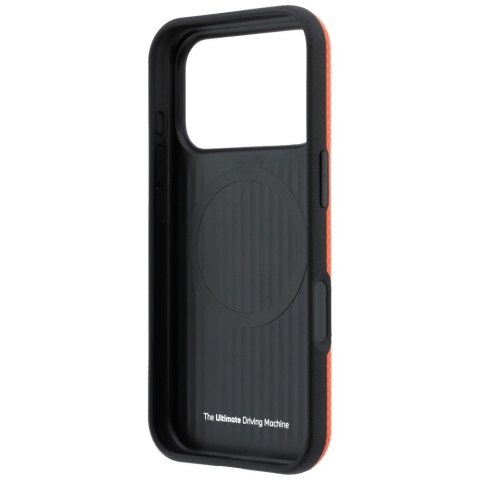Etui BMW M Quadrille Kevlar Metal Logo MagSafe do iPhone 18 Pro / 17 Pro pomarańczowy