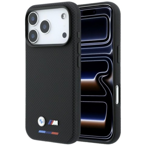Etui BMW M Quadrille Kevlar Tricolor & Metal Logo MagSafe do iPhone 18 Pro / 17 Pro czarny