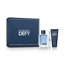 Calvin Klein Defy Gift set EDT 100 ml, miniature EDT 10 ml and shower gel for body and hair 100 ml 100 ml