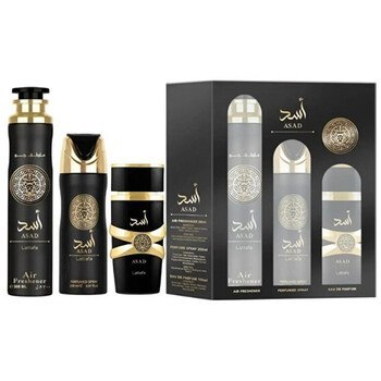 Lattafa Perfumes Asad Zestaw kosmetyczny EDP 100 ml, deospray 200 ml a osvěžovač vzduchu 300 ml 100 ml