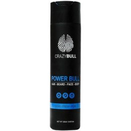 CrazyBull Power Bull Hair-Beard-Face-Body Shampoo - Multifunkční szampon 4 v 1 na włosy, vousy, obličej a tělo 250 ml
