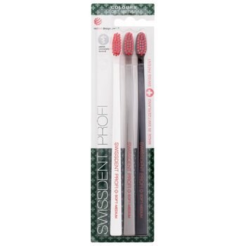 Swissdent Colours Soft-Medium (2 + 1 FREE Black + White + Grey) - Set toothbrushes