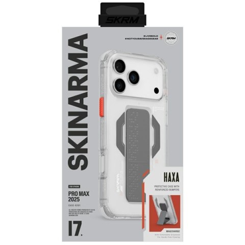 Etui Skinarma Haxa do iPhone 17 Pro Max Magnetic Charging + Grip Stand przezroczysty