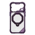Etui Skinarma Saturn MagSafe + Rotating Kick Stand do iPhone 18 Pro / 17 Pro burgundowy
