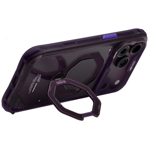 Etui Skinarma Saturn MagSafe + Rotating Kick Stand do iPhone 18 Pro Max / 17 Pro Max burgundowy