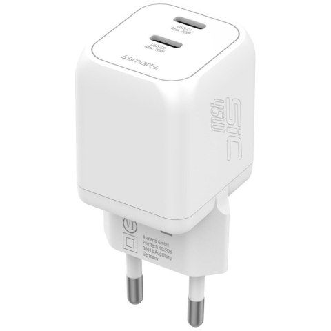 Ładowarka sieciowa 4smarts PDPlug SiC Dual 45W 2xUSB-C biały