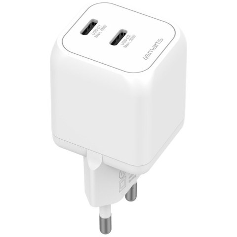 Ładowarka sieciowa 4smarts PDPlug SiC Dual 45W 2xUSB-C biały