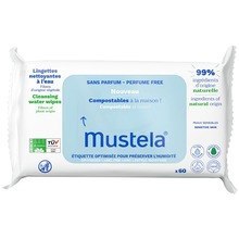 Mustela Compostable at Home Cleansing Water Wipes - fragrance-free 60.0ks