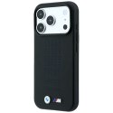Etui BMW M Blue Perfo Metal Logo MagSafe do iPhone 18 Pro / 17 Pro czarny