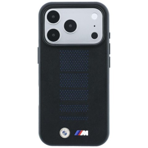 Etui BMW M Blue Perfo Metal Logo MagSafe do iPhone 18 Pro / 17 Pro czarny