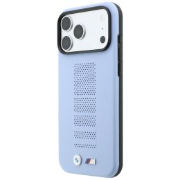 Etui BMW M Blue Perfo Metal Logo MagSafe do iPhone 18 Pro / 17 Pro niebieski