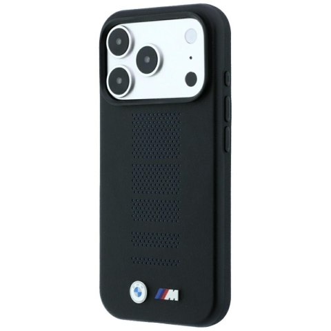 Etui BMW M Blue Perfo Metal Logo MagSafe do iPhone 18 Pro Max / 17 Pro Max czarny