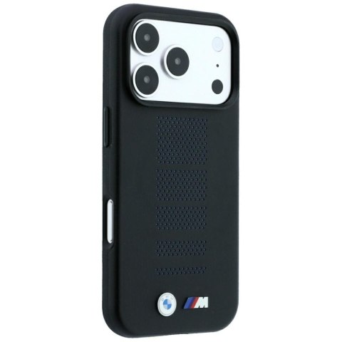 Etui BMW M Blue Perfo Metal Logo MagSafe do iPhone 18 Pro Max / 17 Pro Max czarny