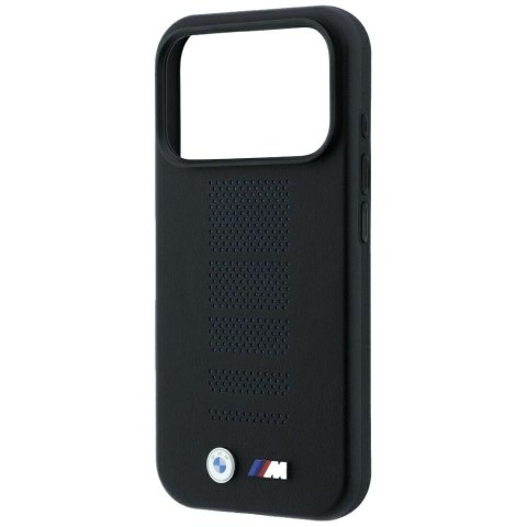 Etui BMW M Blue Perfo Metal Logo MagSafe do iPhone 18 Pro Max / 17 Pro Max czarny
