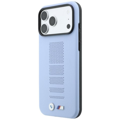 Etui BMW M Blue Perfo Metal Logo MagSafe do iPhone 18 Pro Max / 17 Pro Max niebieski