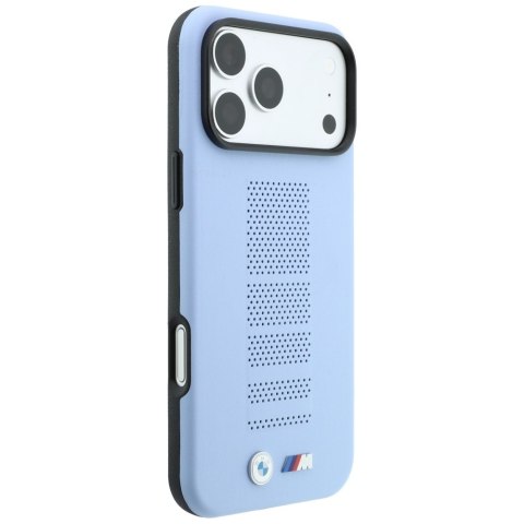 Etui BMW M Blue Perfo Metal Logo MagSafe do iPhone 18 Pro Max / 17 Pro Max niebieski