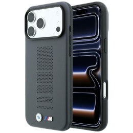 Etui BMW M Blue Perfo Metal Logo MagSafe do iPhone 18 Pro Max / 17 Pro Max szary